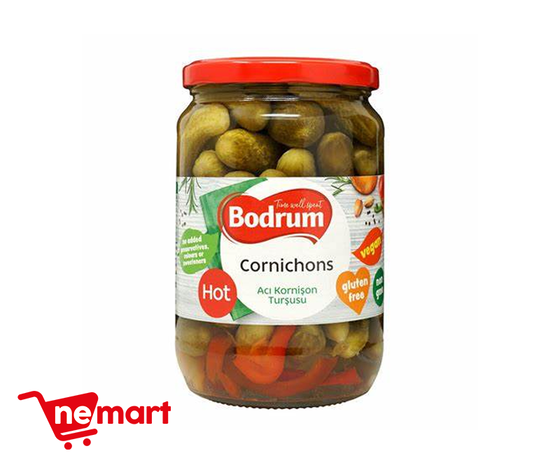 Bodrum Hot Cornichons / Aci Kornison Tursusu 680g