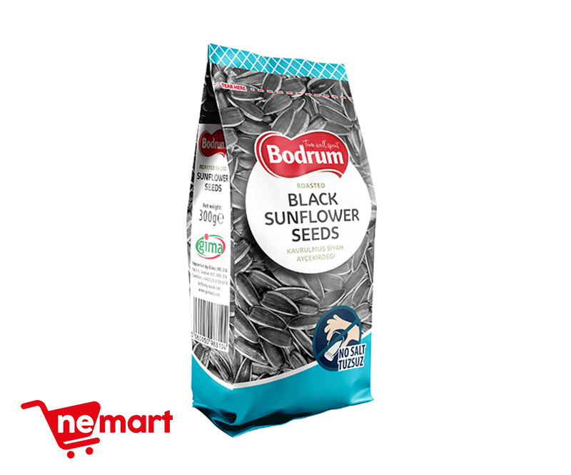 Bodrum Roasted Unsalted Black Sunflower Seeds 300gr