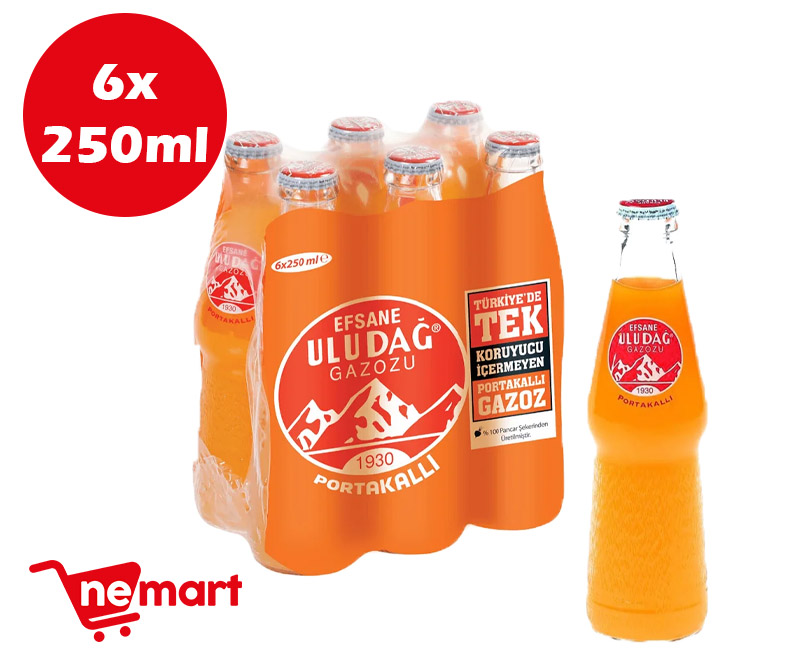 Uludag Gazoz Orange Portakalli Pack of 6 250ml